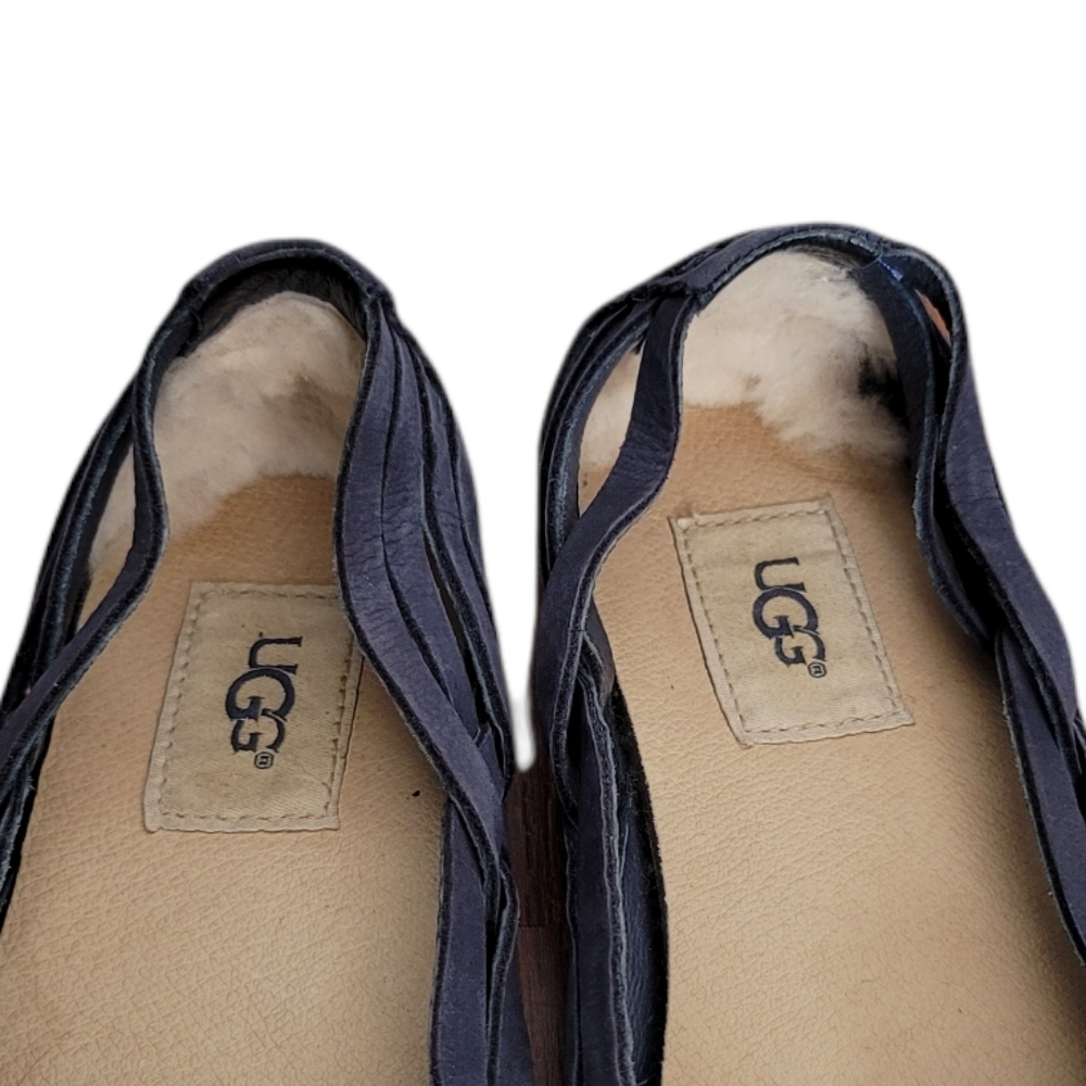 Uggs Women's Tippie Blue Leather Flats size 7 - Picture 4 of 7